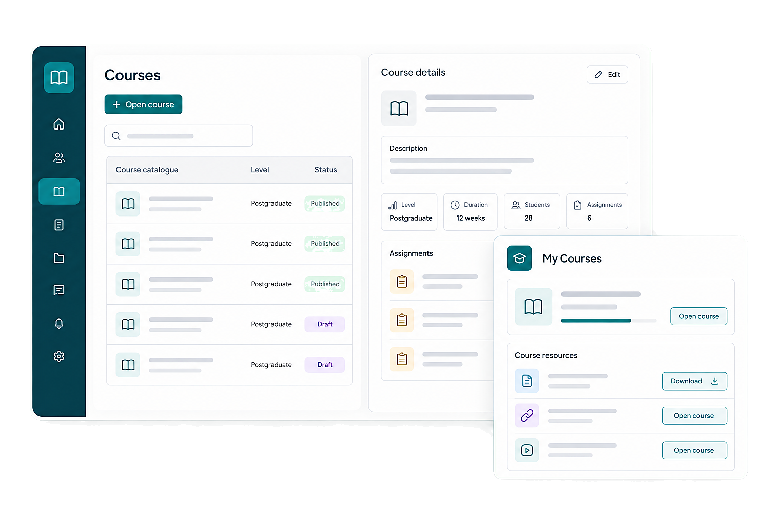 Course management interface illustration