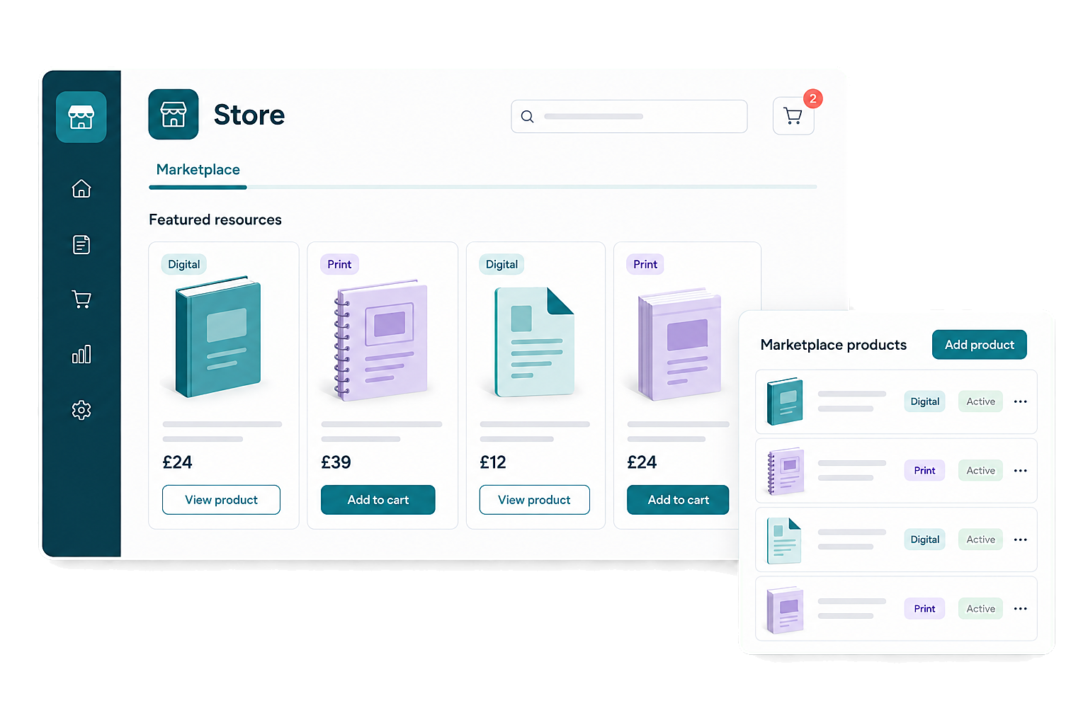 Digital storefront interface illustration